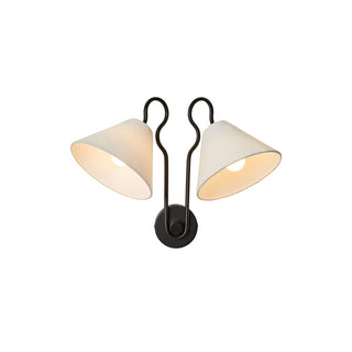 Walter Applique Murale Double avec Abat-Jours Coniques Blancs en Tissu