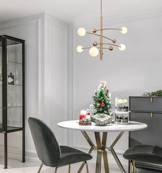 Lustra Lustre en Laiton avec Poutre Verticale et Globe