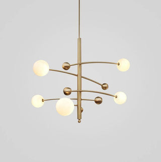 Lustra Lustre en Laiton avec Poutre Verticale et Globe
