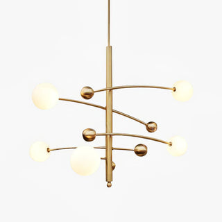 Lustra Lustre en Laiton avec Poutre Verticale et Globe