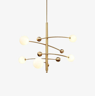 Lustra Lustre en Laiton avec Poutre Verticale et Globe