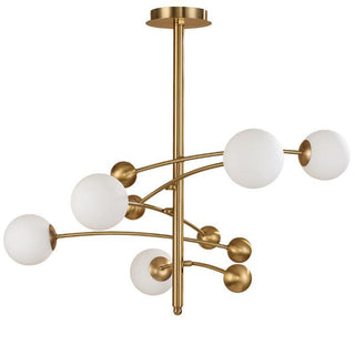 Lustra Lustre en Laiton avec Poutre Verticale et Globe