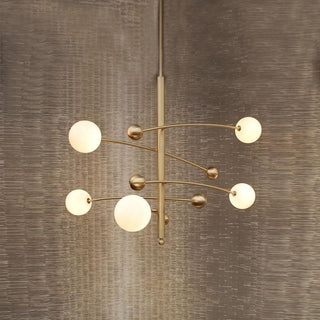 Lustra Lustre en Laiton avec Poutre Verticale et Globe
