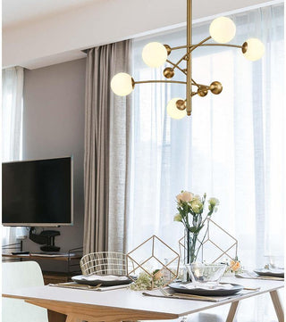 Lustra Lustre en Laiton avec Poutre Verticale et Globe