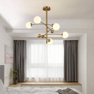 Lustra Lustre en Laiton avec Poutre Verticale et Globe