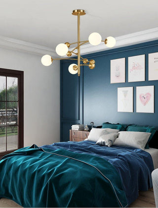 Lustra Lustre en Laiton avec Poutre Verticale et Globe
