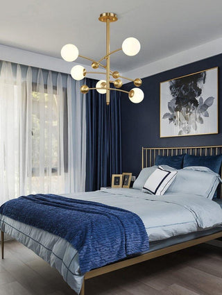 Lustra Lustre en Laiton avec Poutre Verticale et Globe