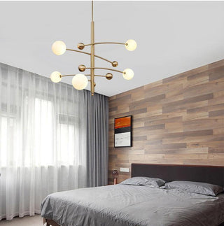 Lustra Lustre en Laiton avec Poutre Verticale et Globe