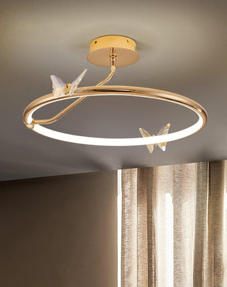Solara Plafonnier Papillon avec Accents en Cristal et Anneau LED-Luire