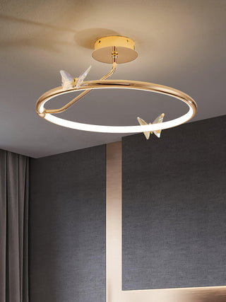 Solara Plafonnier Papillon avec Accents en Cristal et Anneau LED-Luire