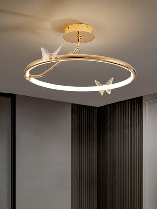Solara Plafonnier Papillon avec Accents en Cristal et Anneau LED-Luire