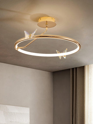 Solara Plafonnier Papillon avec Accents en Cristal et Anneau LED-Luire