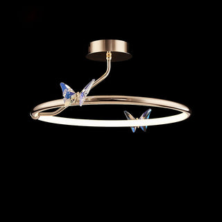 Solara Plafonnier Papillon avec Accents en Cristal et Anneau LED-Luire