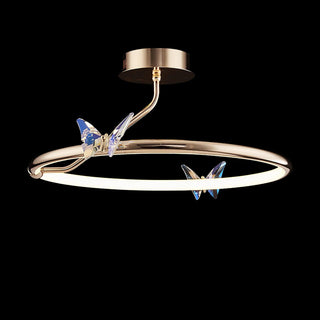 Solara Plafonnier Papillon avec Accents en Cristal et Anneau LED-Luire