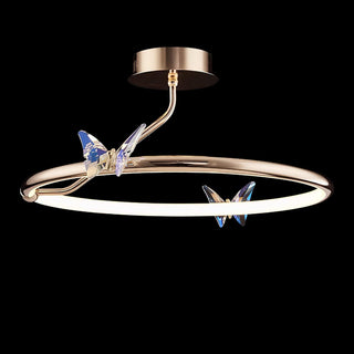 Solara Plafonnier Papillon avec Accents en Cristal et Anneau LED-Luire
