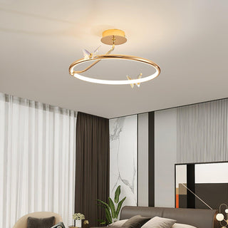 Solara Plafonnier Papillon avec Accents en Cristal et Anneau LED-Luire