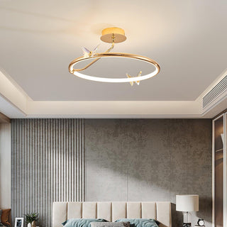 Solara Plafonnier Papillon avec Accents en Cristal et Anneau LED-Luire
