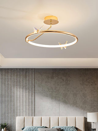 Solara Plafonnier Papillon avec Accents en Cristal et Anneau LED-Luire