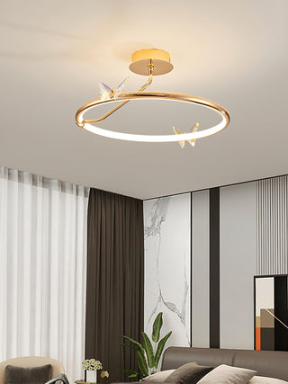 Solara Plafonnier Papillon avec Accents en Cristal et Anneau LED-Luire