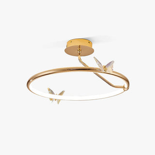 Solara Plafonnier Papillon avec Accents en Cristal et Anneau LED-Luire