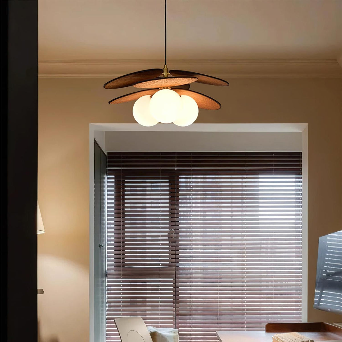 Elvo Wooden Petal Pendant Light-Neutral Decor