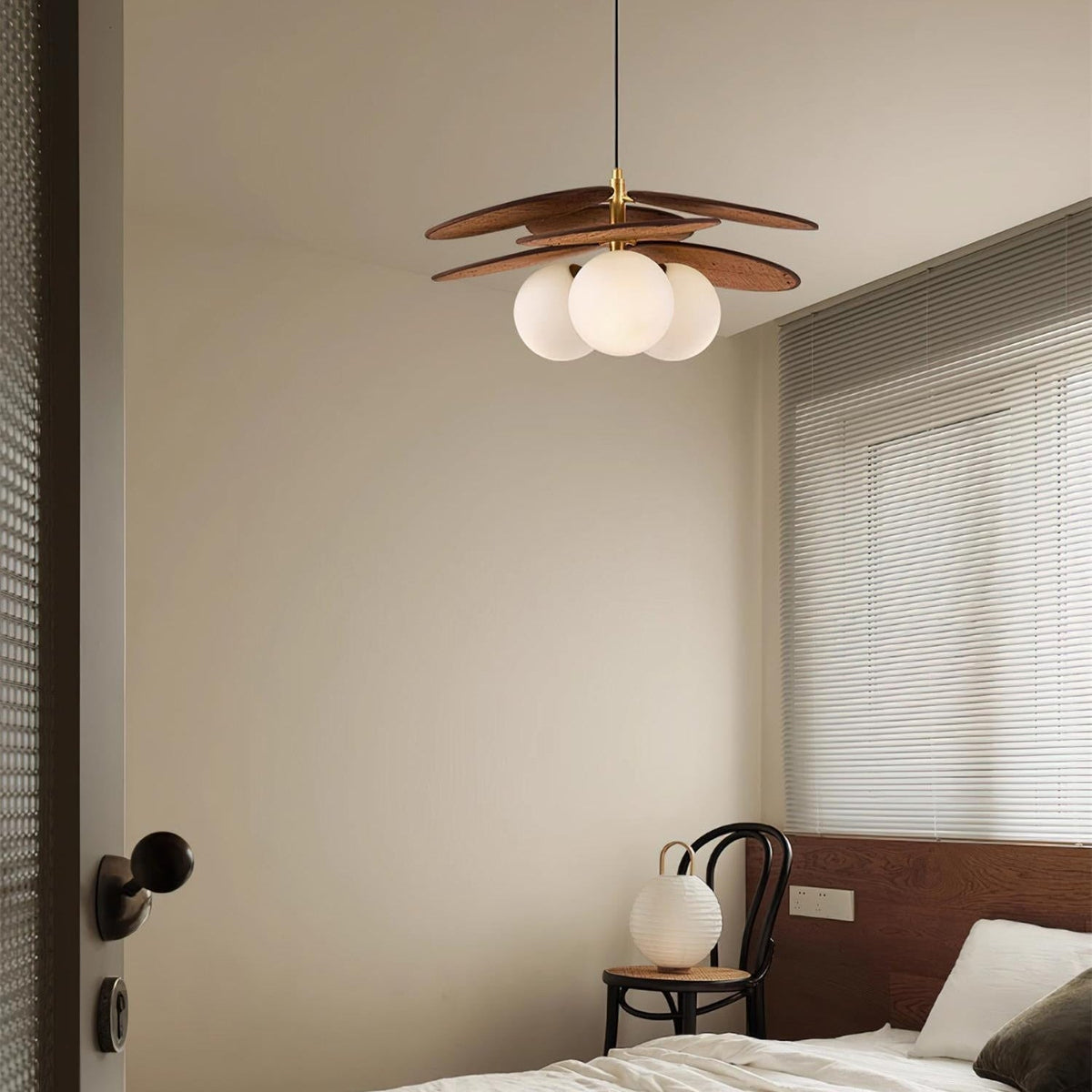 Elvo Wooden Petal Pendant Light-Neutral Decor