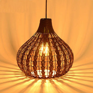 Ritta Suspension Globe Simple, Métal/Rotin, Marron Foncé/Marron Clair, Bar/Cuisine