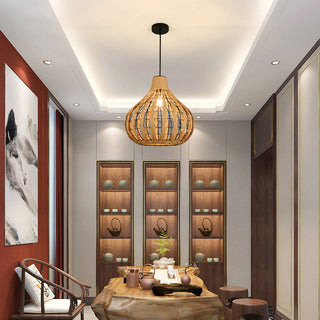 Ritta Suspension Globe Simple, Métal/Rotin, Marron Foncé/Marron Clair, Bar/Cuisine