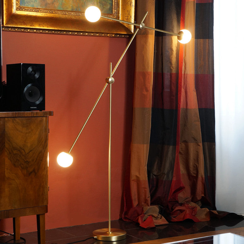 Valentina Lampadaire Orbe Simple, Métal/Verre, Doré, Salon
