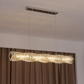Kristy Suspension Linéaire Simple, Acier/Cristal, Or/Argent, Bar/Cuisine