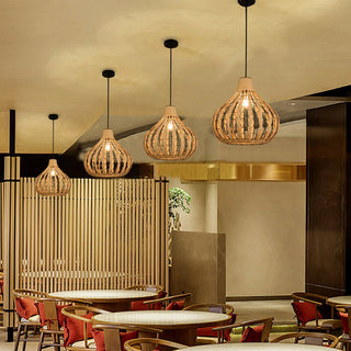 Ritta Suspension Globe Simple, Métal/Rotin, Marron Foncé/Marron Clair, Bar/Cuisine