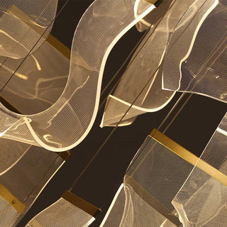 Kristy Suspension Carrée Contemporaine Métal/Acrylique Doré Salon/Escalier-Luire