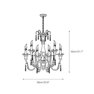 Elmarisra Lustre Métal Bois Massif Sculpté Luxe Vintage