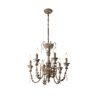 Elmarisra Lustre Métal Bois Massif Sculpté Luxe Vintage