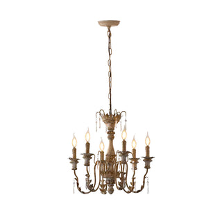 Elmarisra Lustre Métal Bois Massif Sculpté Luxe Vintage