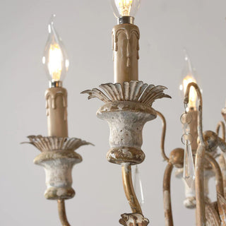 Elmarisra Lustre Métal Bois Massif Sculpté Luxe Vintage