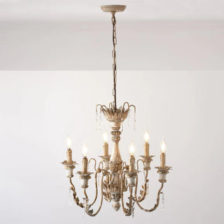 Elmarisra Lustre Métal Bois Massif Sculpté Luxe Vintage