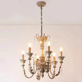 Elmarisra Lustre Métal Bois Massif Sculpté Luxe Vintage