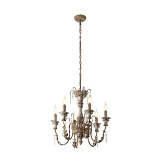 Elmarisra Lustre Métal Bois Massif Sculpté Luxe Vintage