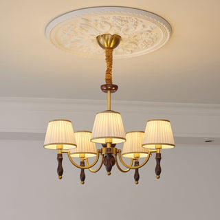 Lustra Lustre Abat-jours Floraux et Noyer-Luire
