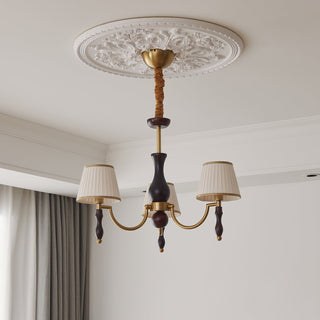 Lustra Lustre Abat-jours Floraux et Noyer-Luire
