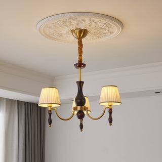 Lustra Lustre Abat-jours Floraux et Noyer-Luire