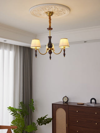 Lustra Lustre Abat-jours Floraux et Noyer-Luire