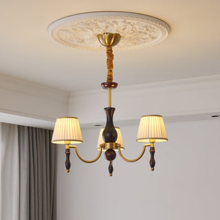 Lustra Lustre Abat-jours Floraux et Noyer-Luire