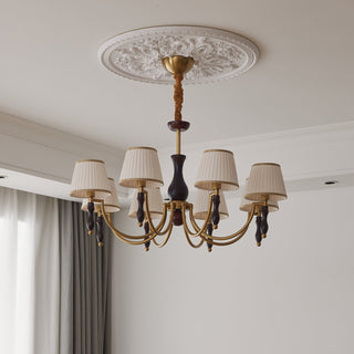 Lustra Lustre Abat-jours Floraux et Noyer-Luire