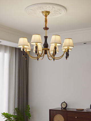Lustra Lustre Abat-jours Floraux et Noyer-Luire