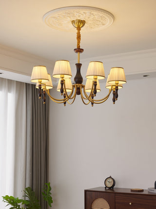 Lustra Lustre Abat-jours Floraux et Noyer-Luire