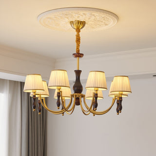 Lustra Lustre Abat-jours Floraux et Noyer-Luire