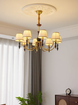 Lustra Lustre Abat-jours Floraux et Noyer-Luire