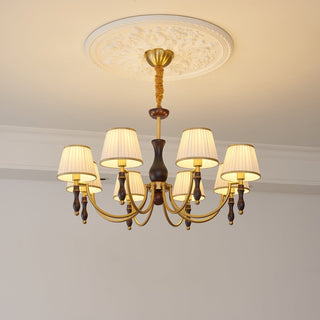Lustra Lustre Abat-jours Floraux et Noyer-Luire